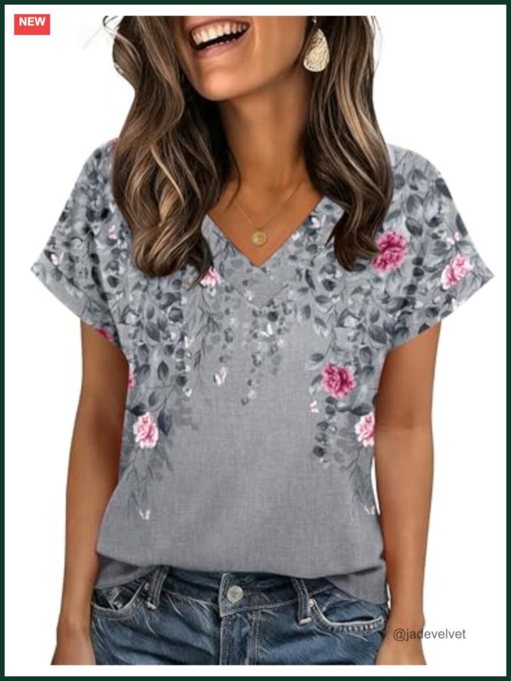 Womens V-Neck Short Sleeve Blouse 95% Polyester 5% Spandex Lightweight Stretch